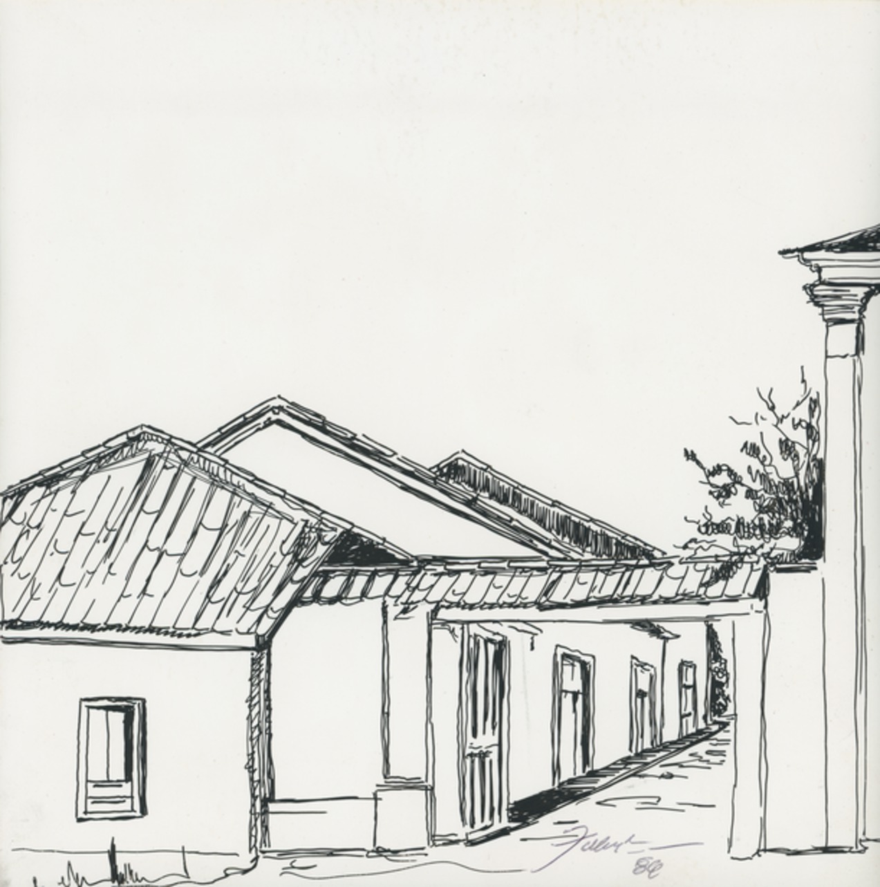 Imagem de referência de Portão da senzala da Fazenda Camanducaia, descrito nos dados abertos como desenho de Fúlvia Gonçalves (FG 161)