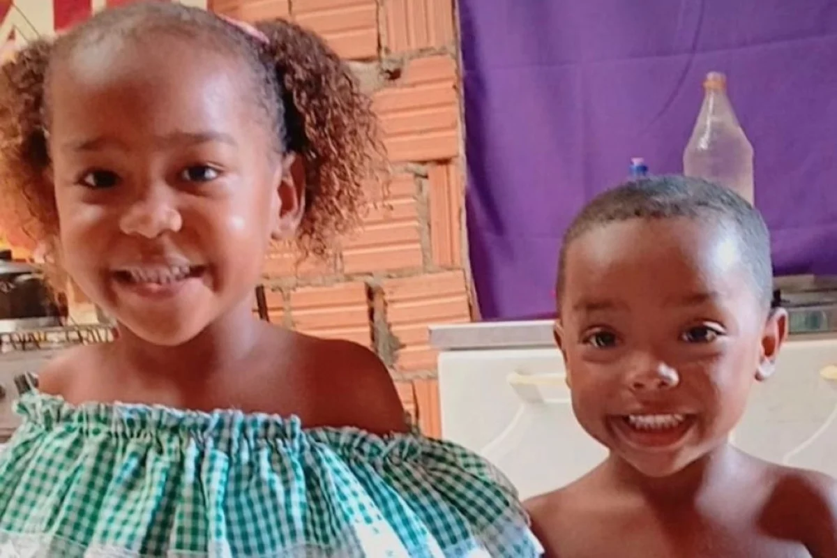 Foto colorida dos irmãos Ágatha Isabelly, de 6 anos, e Allan Michael, de 4, desaparecidos desde 4 de janeiro, no Quilombo São Sebastião dos Pretos, em Bacabal (MA) - Metrópoles