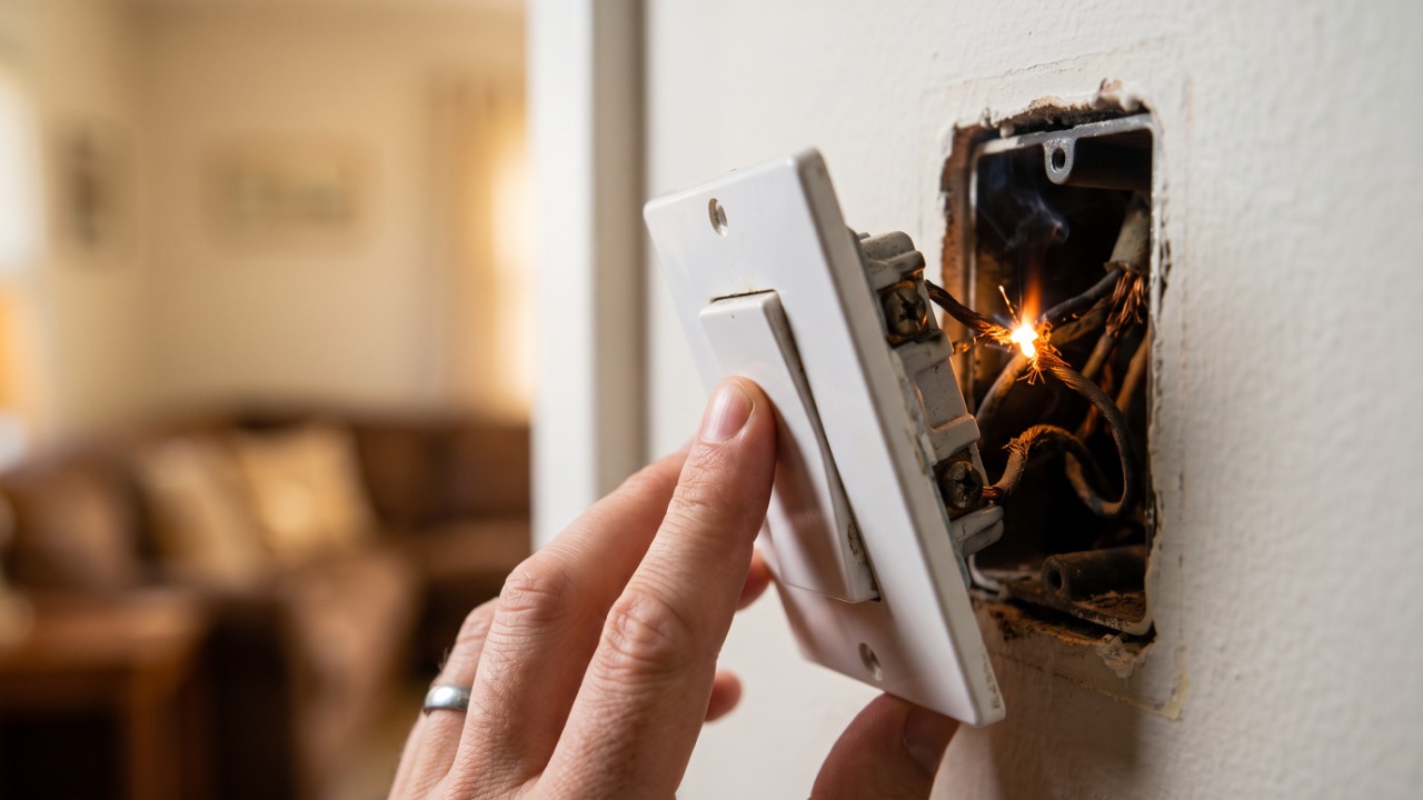 Marido de aluguel revela que o interruptor de luz que fica “soltinho” na parede, balançando o espelho, é o parafuso de fixação que afrouxa com o uso e nunca é reapertado e o risco real não é estético, é elétrico