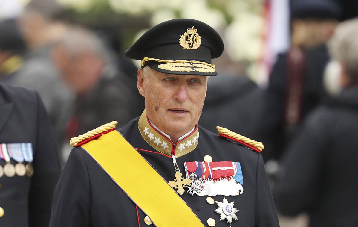 King Harald V of Norway and his wife Sonja leave the Notre Dame cathedral after attending at the funeral of the Grand Duke Jean of Luxembourg, in Luxembourg, on May 4, 2019. (AP Photo/Francisco Seco, File)