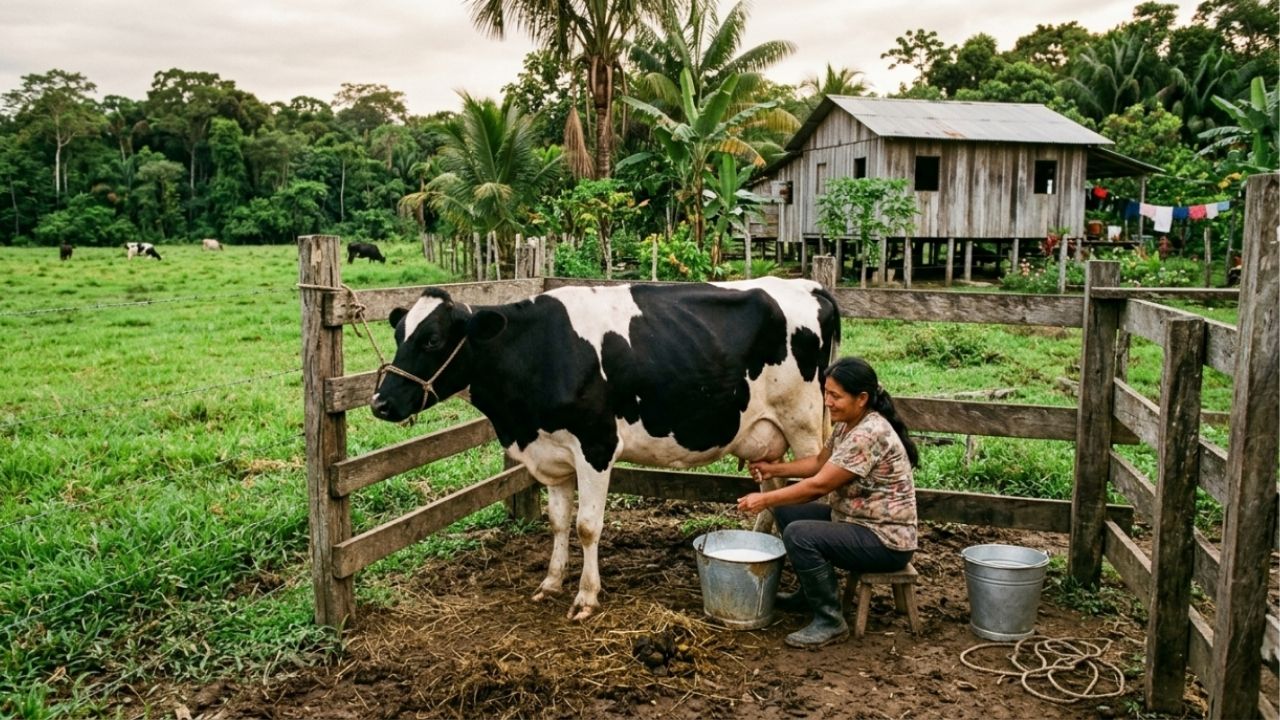 Natalie e Michael, pais de 6 filhos, vivem na selva: “Ao nascer do sol na selva, os pequenos já sabem qual é a sua missão do dia: colher frutas, estudar em casa, preparar a terra e cuidar dos animais.”