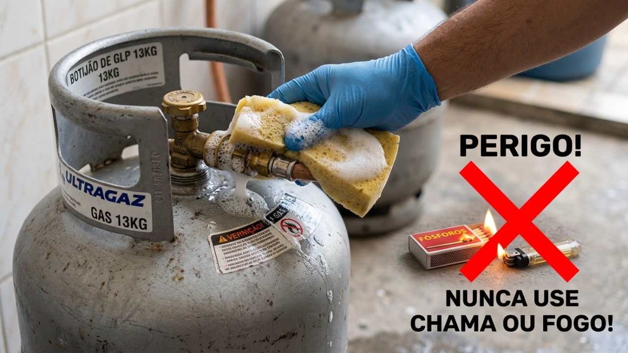 Técnico de gás que troca botijão repete sempre o mesmo alerta: regulador doméstico pede substituição a cada 5 anos e mangueira certificada dentro da validade, vazamento exige teste com espuma de sabão, o recipiente fica em local ventilado, e usar fogo para procurar escape é o que transforma um defeito pequeno em acidente grave