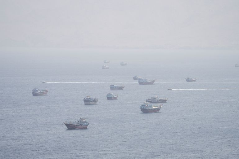 Vessels near the Strait of Hormuz, as seen from Musandam, Oman, September 2, 2026. REUTERS/Stringer