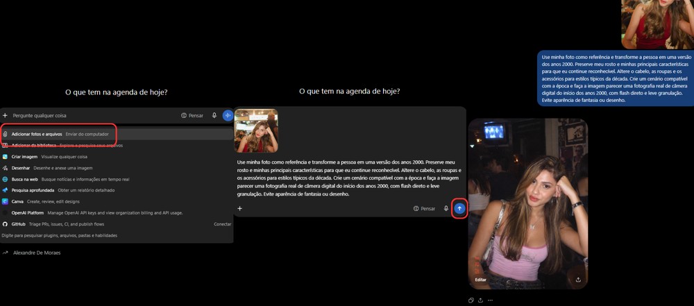 Envie uma foto com o rosto bem visível antes de digitar o prompt — Foto: TechTudo/Késya Holanda