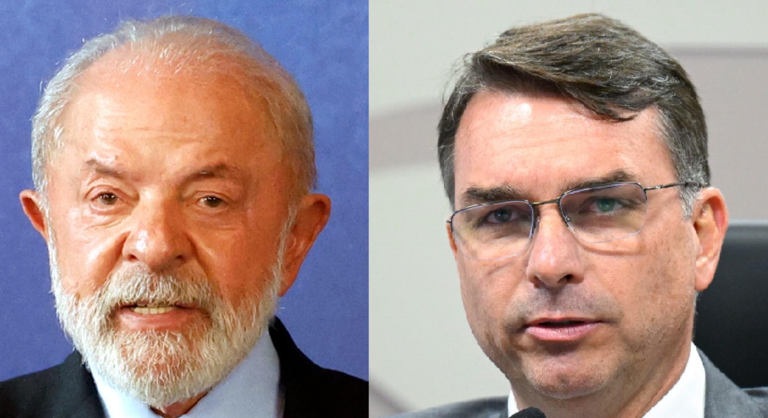 Montagem com fotos do presidente Lula (PT) e do senador Flávio Bolsonaro (PL-RJ)